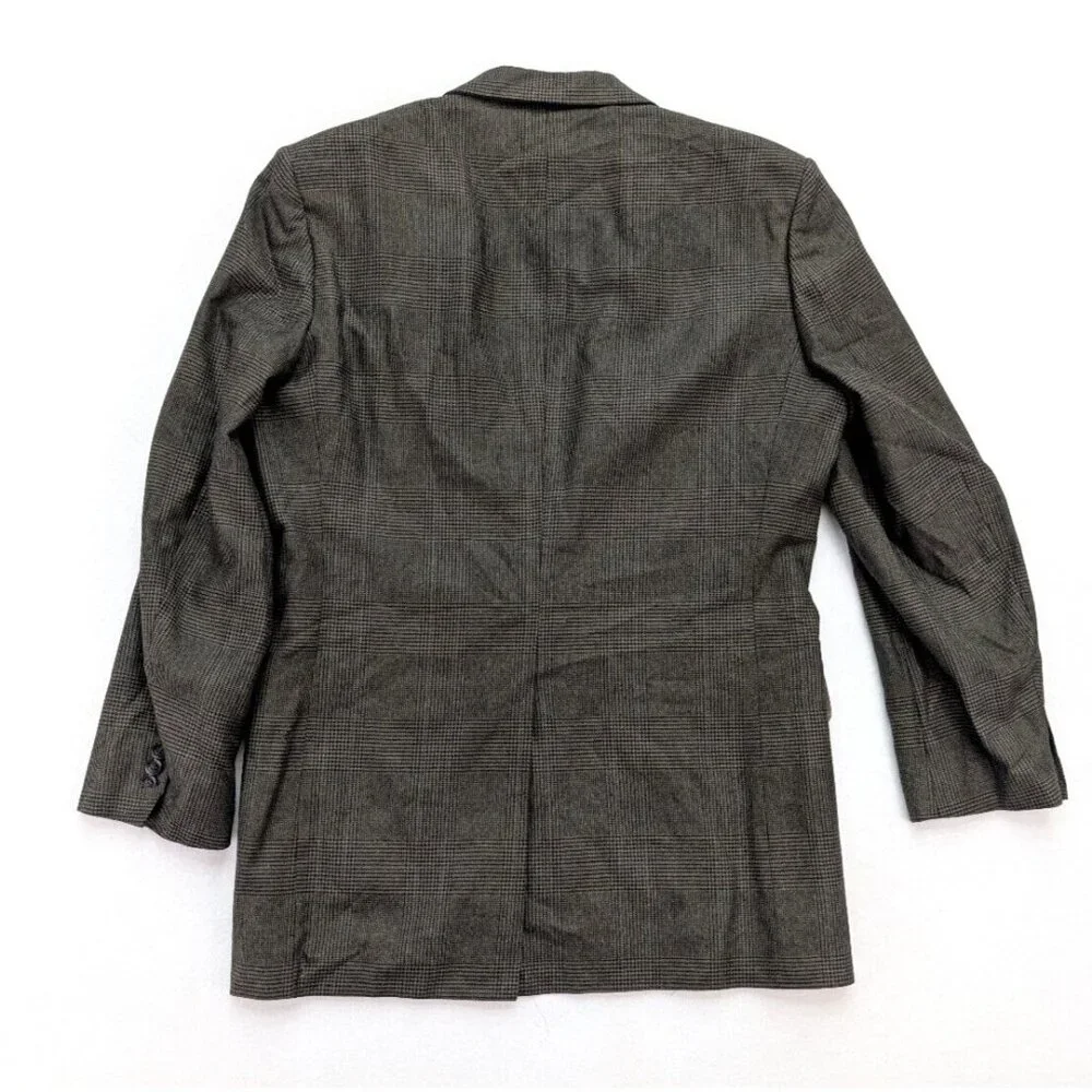 Daks London Vintage Men's Blazer Jacket Sport Coat Size 40L Brown Plaid
